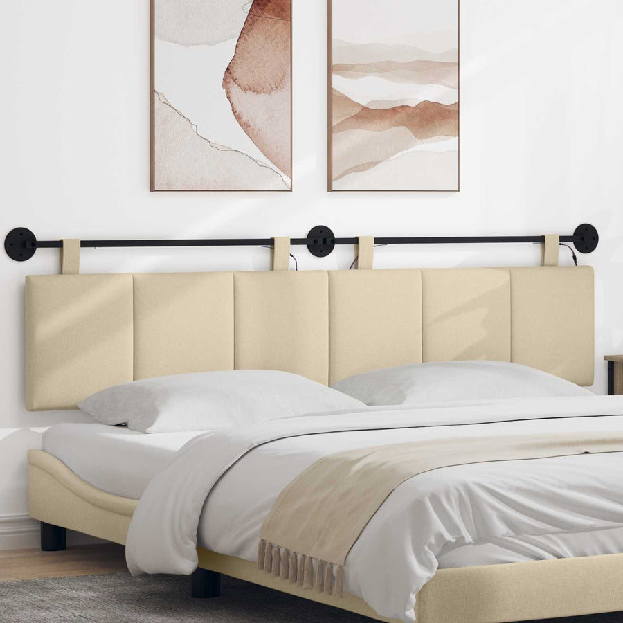 Hangend hoofdbord Met LED-verlichting Crèmekleurig Stof