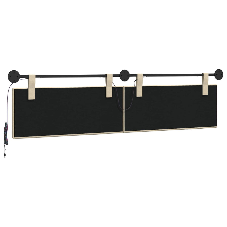 Hangend hoofdbord Met LED-verlichting Crèmekleurig Stof