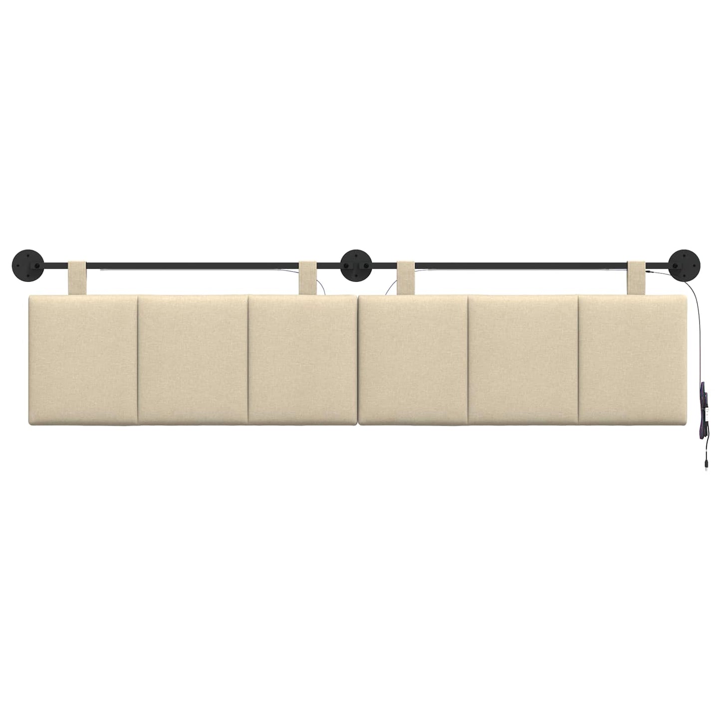 Hangend hoofdbord Met LED-verlichting Crèmekleurig Stof