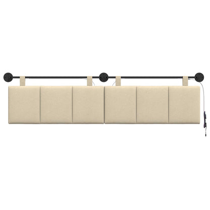 Hangend hoofdbord Met LED-verlichting Crèmekleurig Stof