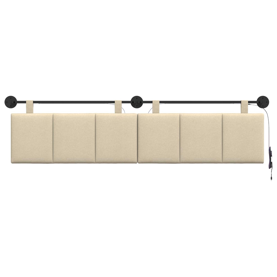 Hangend hoofdbord Met LED-verlichting Crèmekleurig Stof