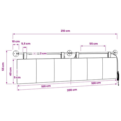 Hangend hoofdbord Met LED-verlichting Crèmekleurig Stof