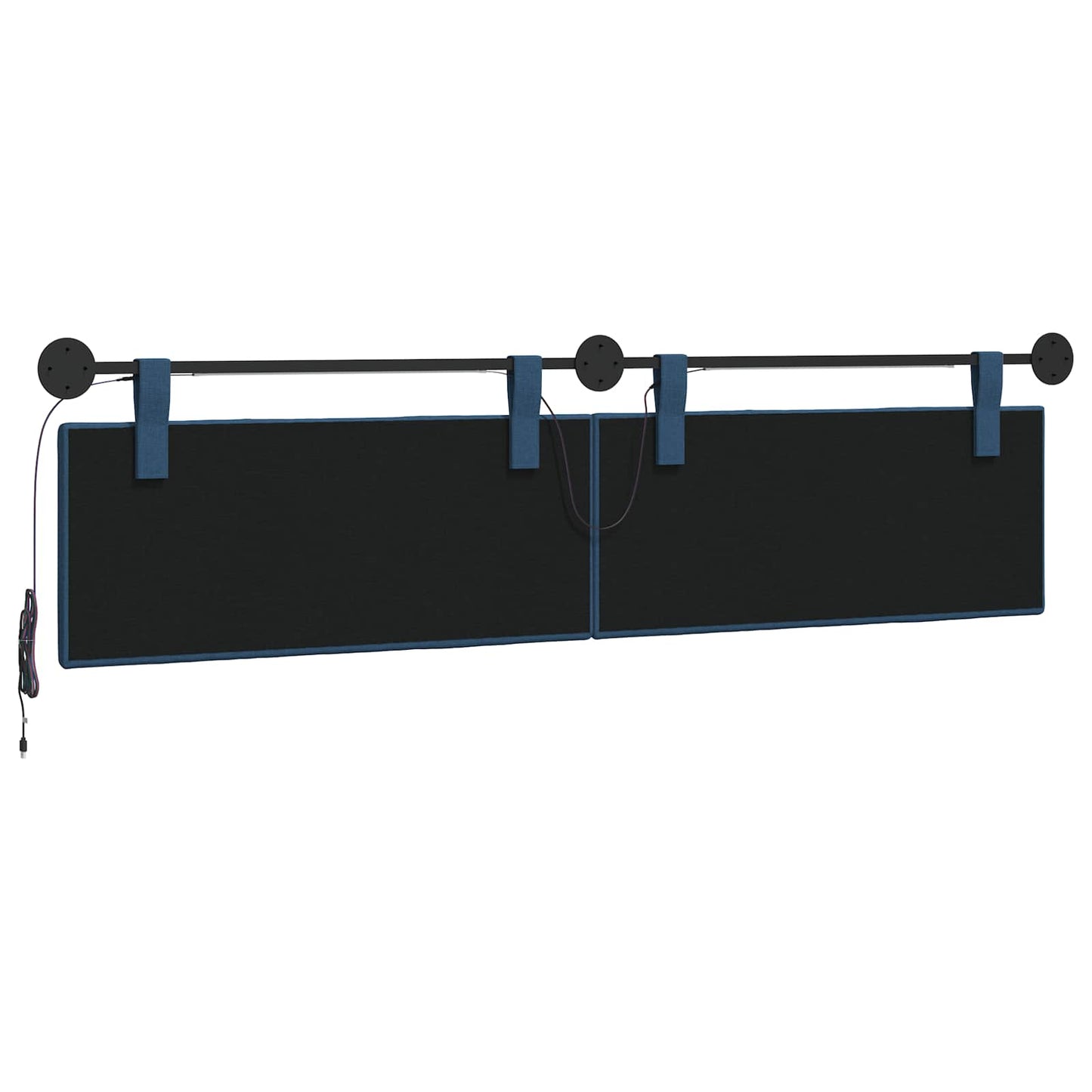 Hangend hoofdbord Met LED-verlichting Blauw Stof