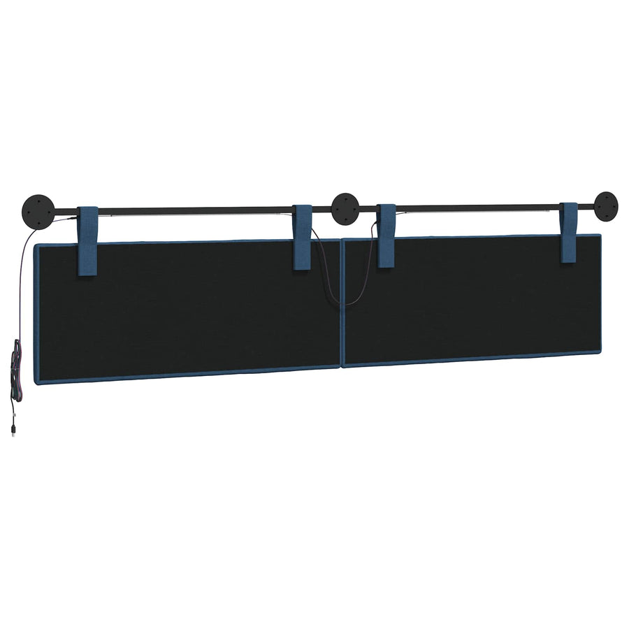 Hangend hoofdbord Met LED-verlichting Blauw Stof