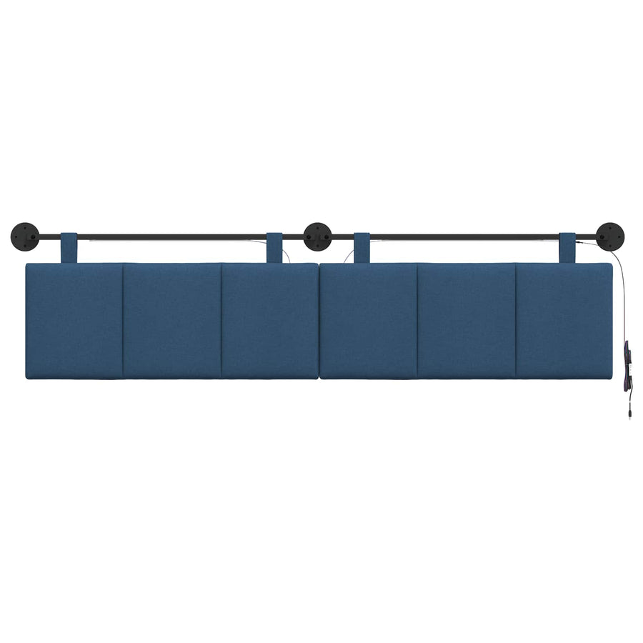 Hangend hoofdbord Met LED-verlichting Blauw Stof
