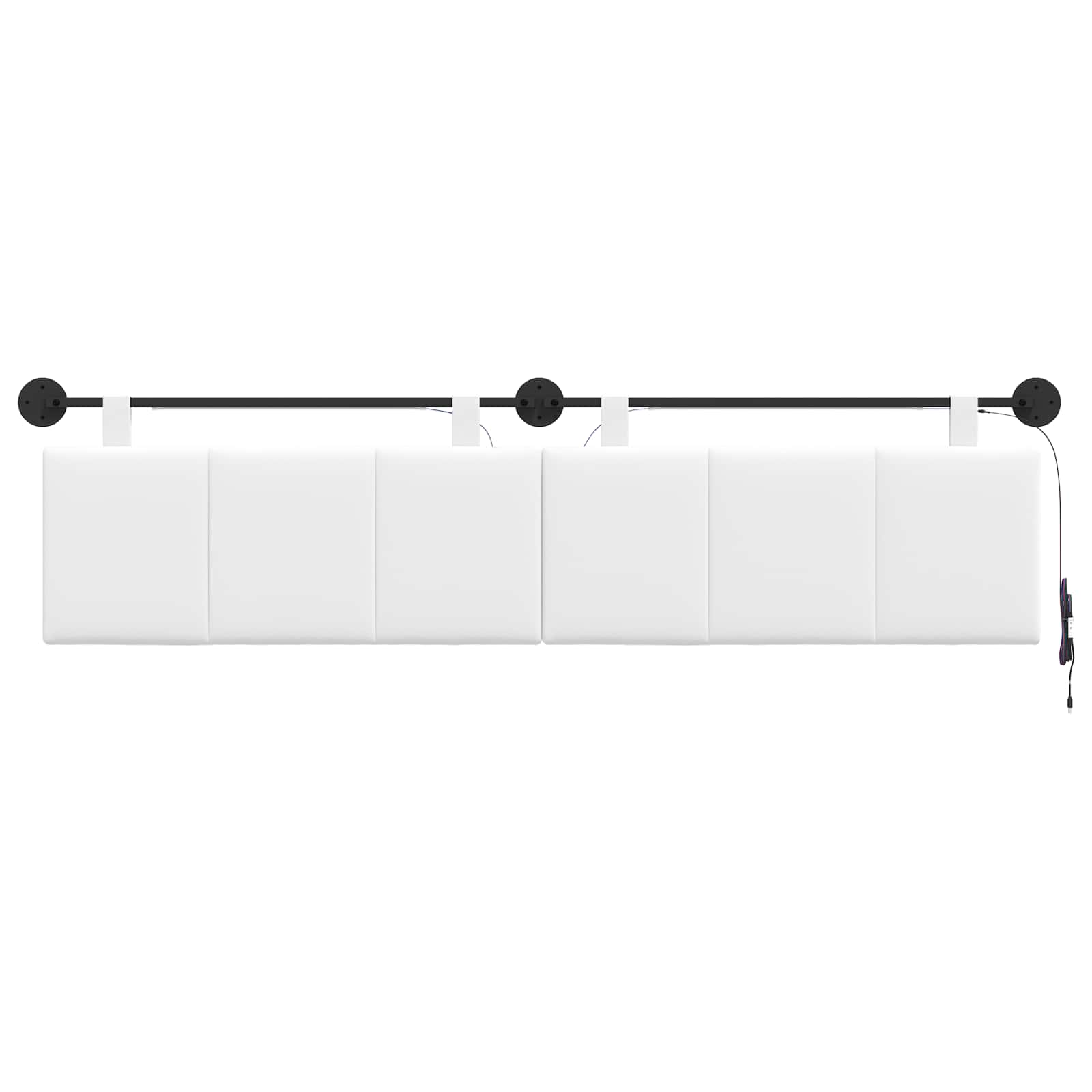 Hangend hoofdbord Met LED-verlichting Wit Stof