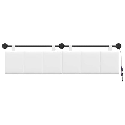 Hangend hoofdbord Met LED-verlichting Wit Stof