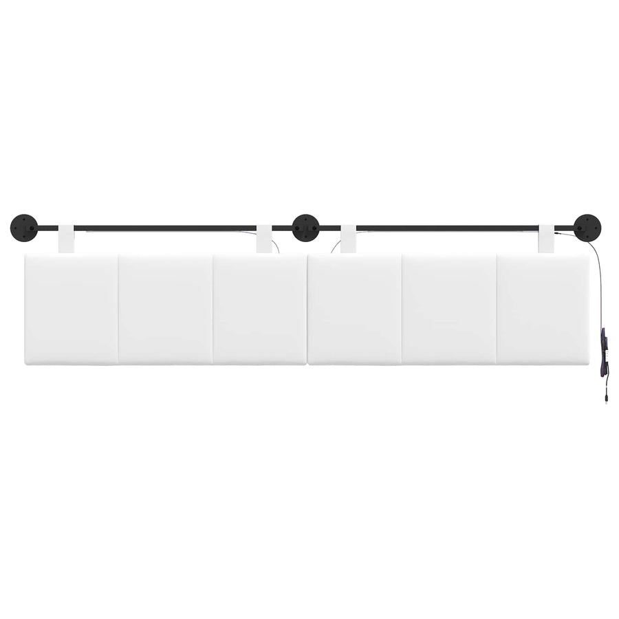 Hangend hoofdbord Met LED-verlichting Wit Stof