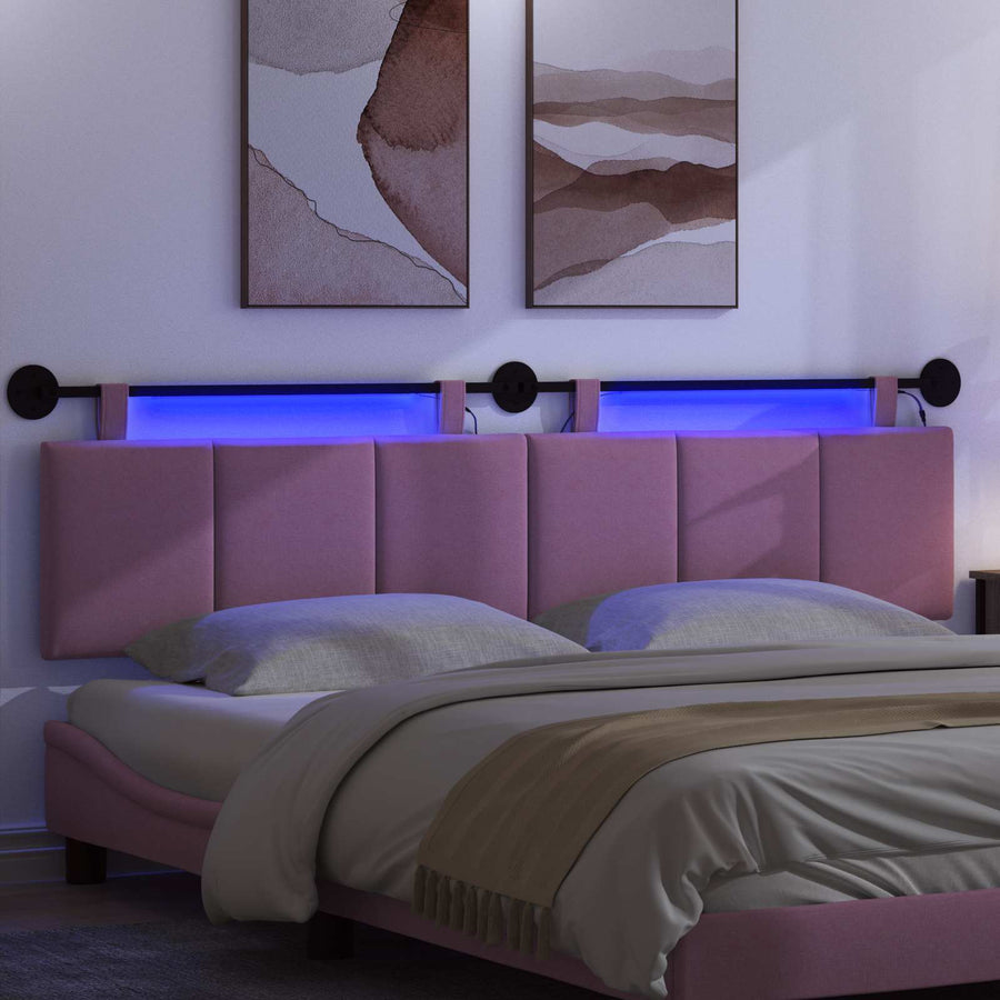 Hangend hoofdbord Met LED-verlichting Roze Stof