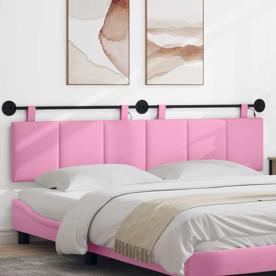 Hangend hoofdbord Met LED-verlichting Roze Stof
