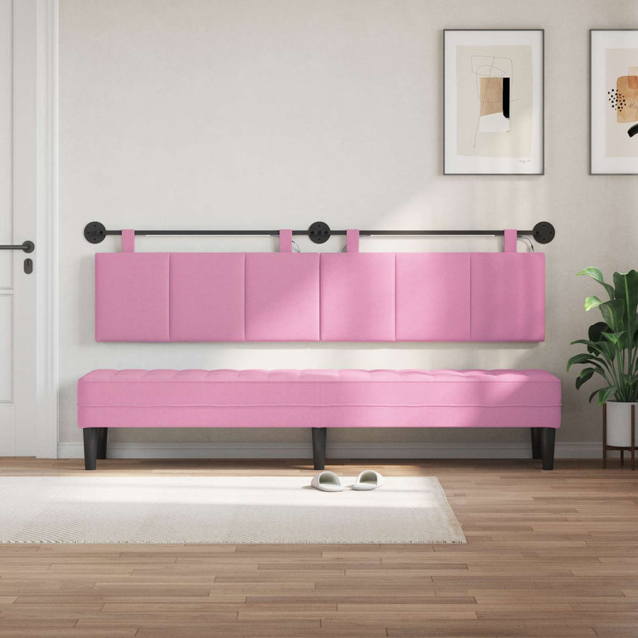 Hangend hoofdbord Met LED-verlichting Roze Stof