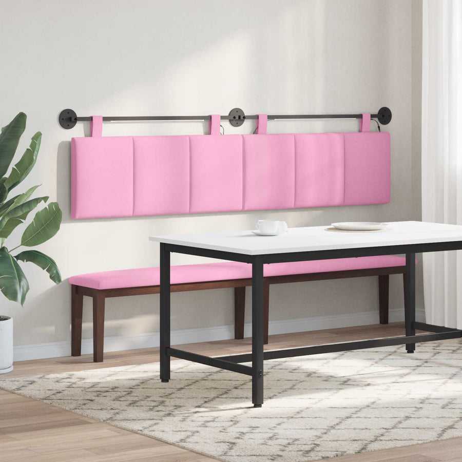 Hangend hoofdbord Met LED-verlichting Roze Stof