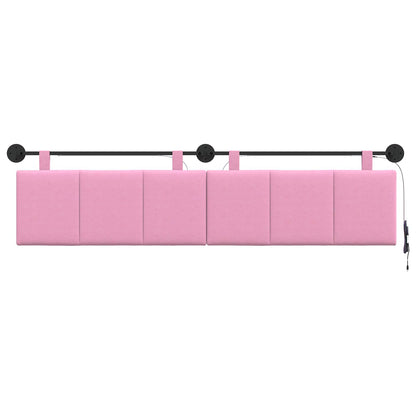 Hangend hoofdbord Met LED-verlichting Roze Stof