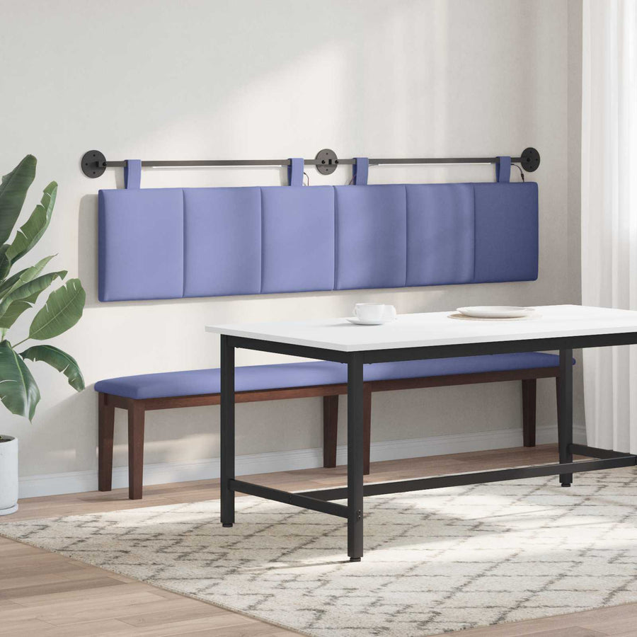 Hangend hoofdbord Met LED-verlichting Jeans Blauw Stof