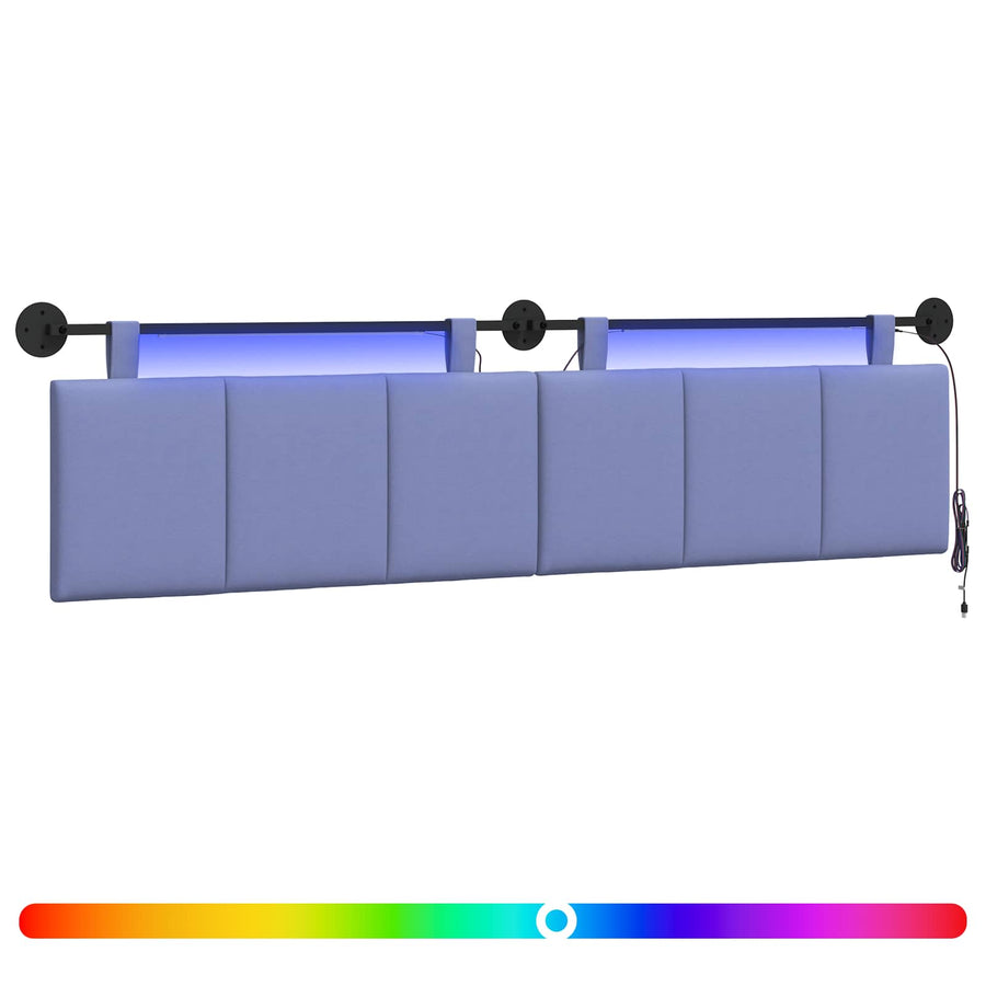 Hangend hoofdbord Met LED-verlichting Jeans Blauw Stof