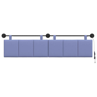 Hangend hoofdbord Met LED-verlichting Jeans Blauw Stof