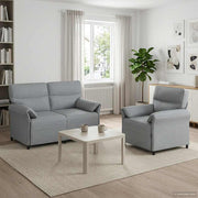 Bankstel 2 st lichtgrijs stof 138x83x95 cm