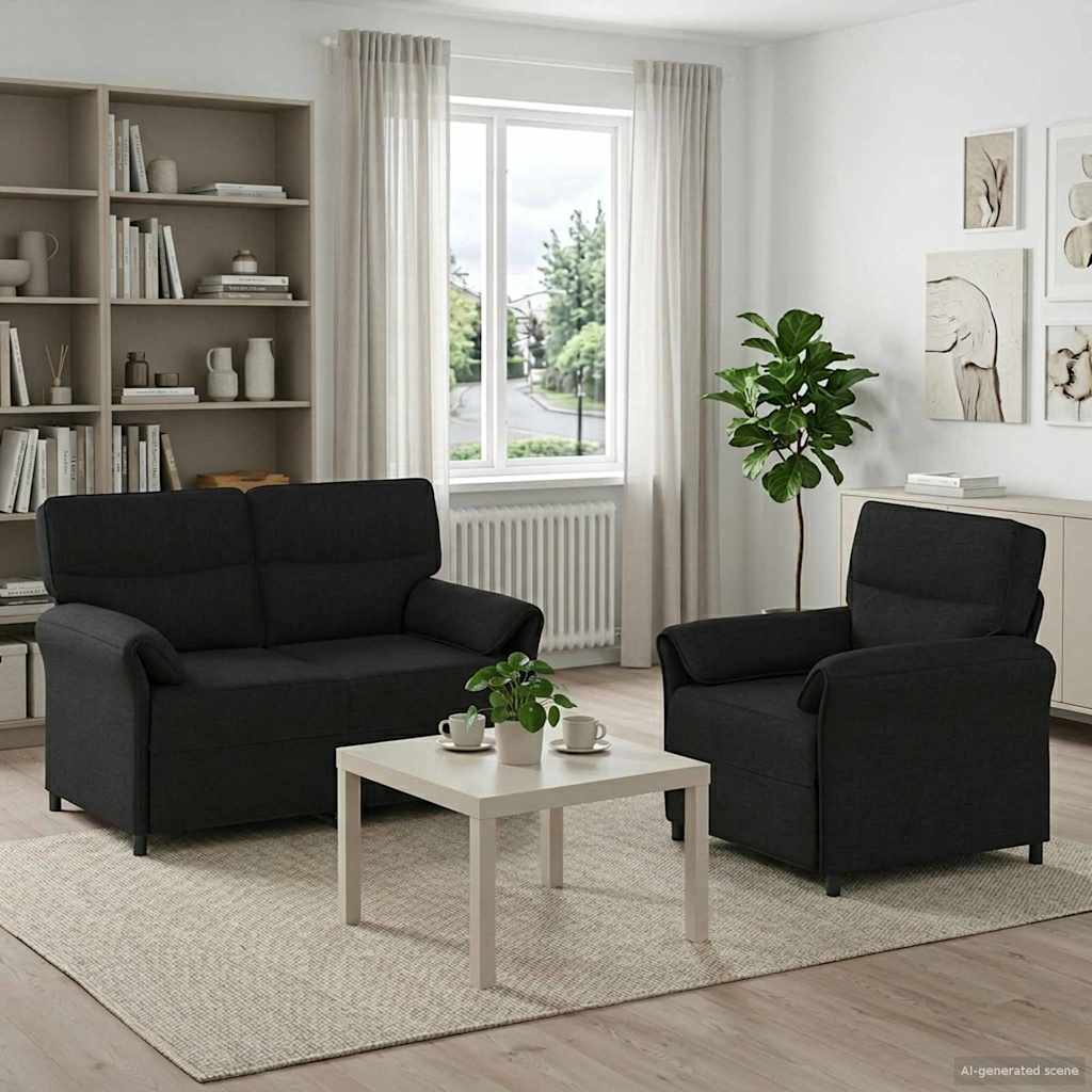 Bankstel 2 st Zwart Stof