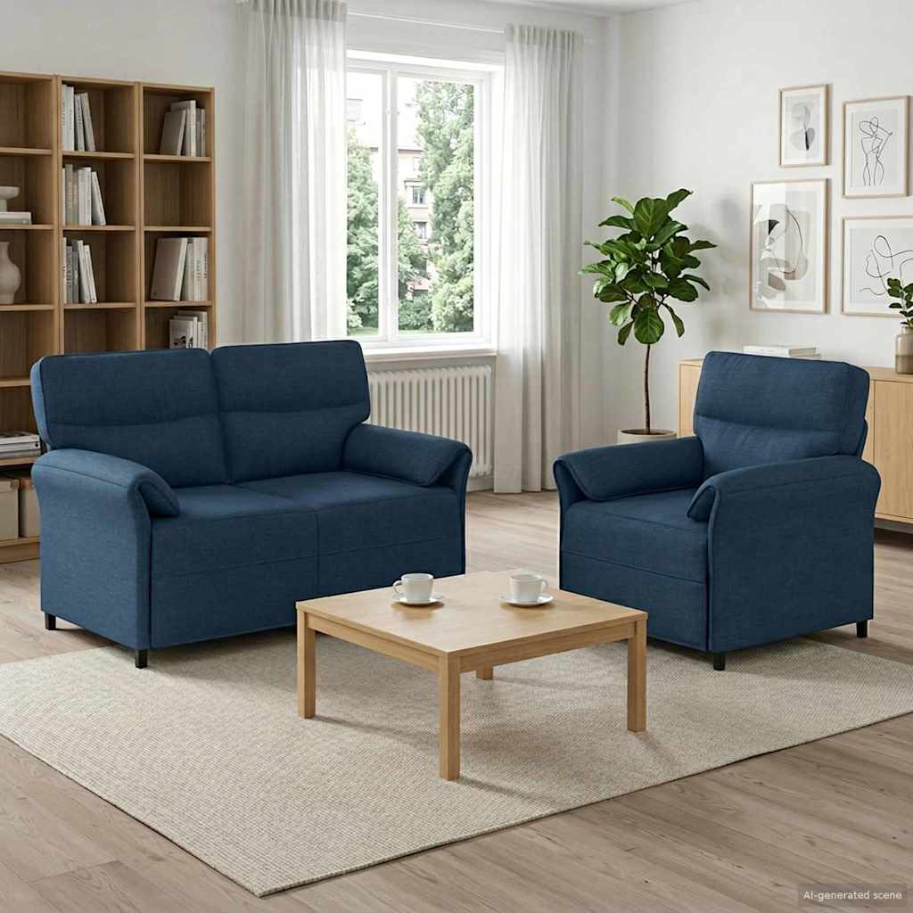 Bankstel 2 st Blauw Stof
