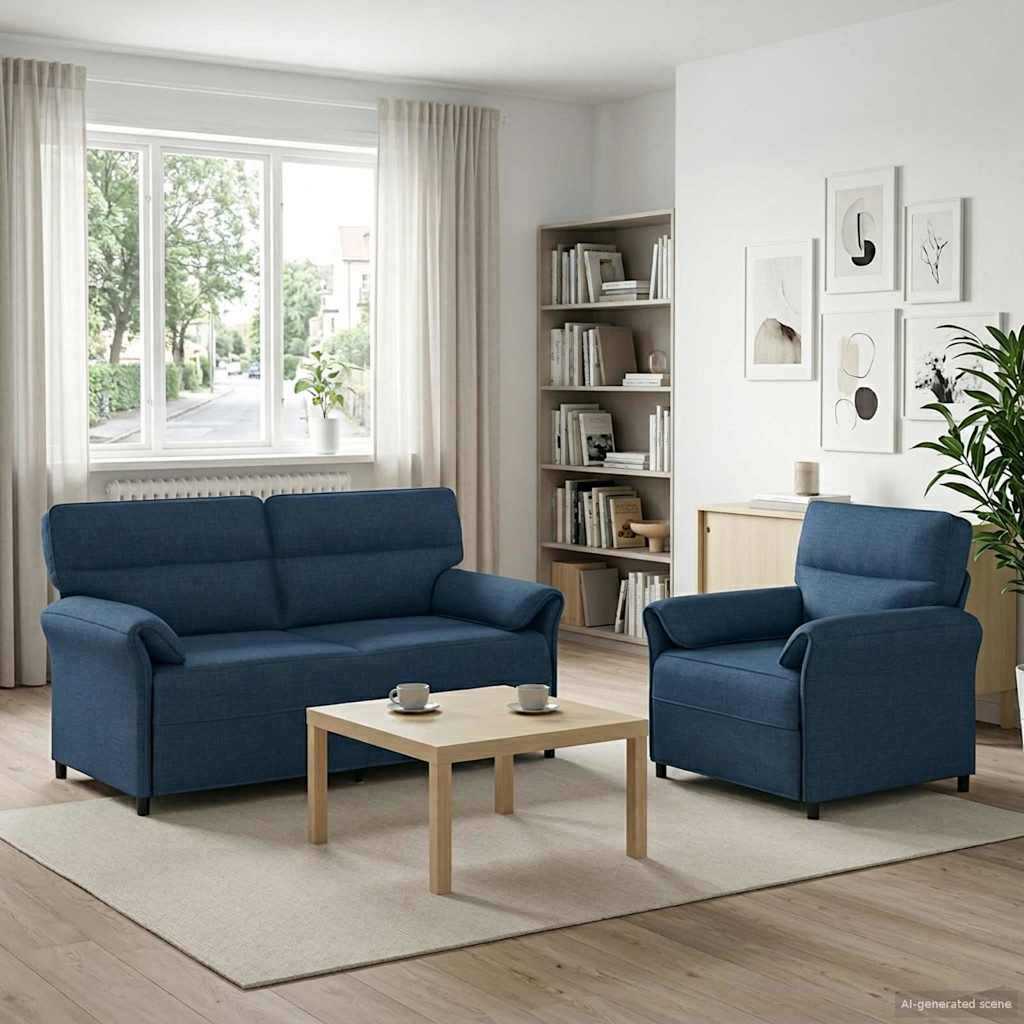 Bankstel 2 st Blauw Stof