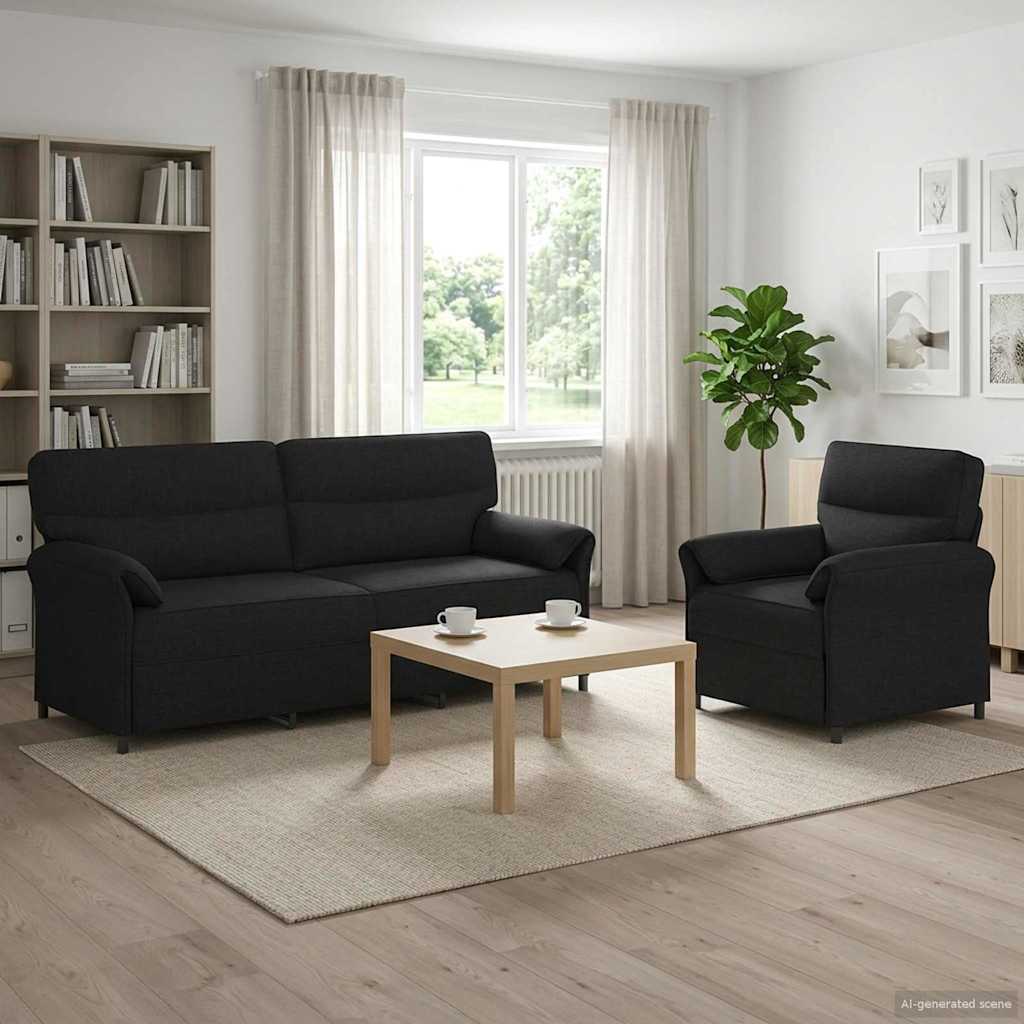 Bankstel 2 st Zwart Stof