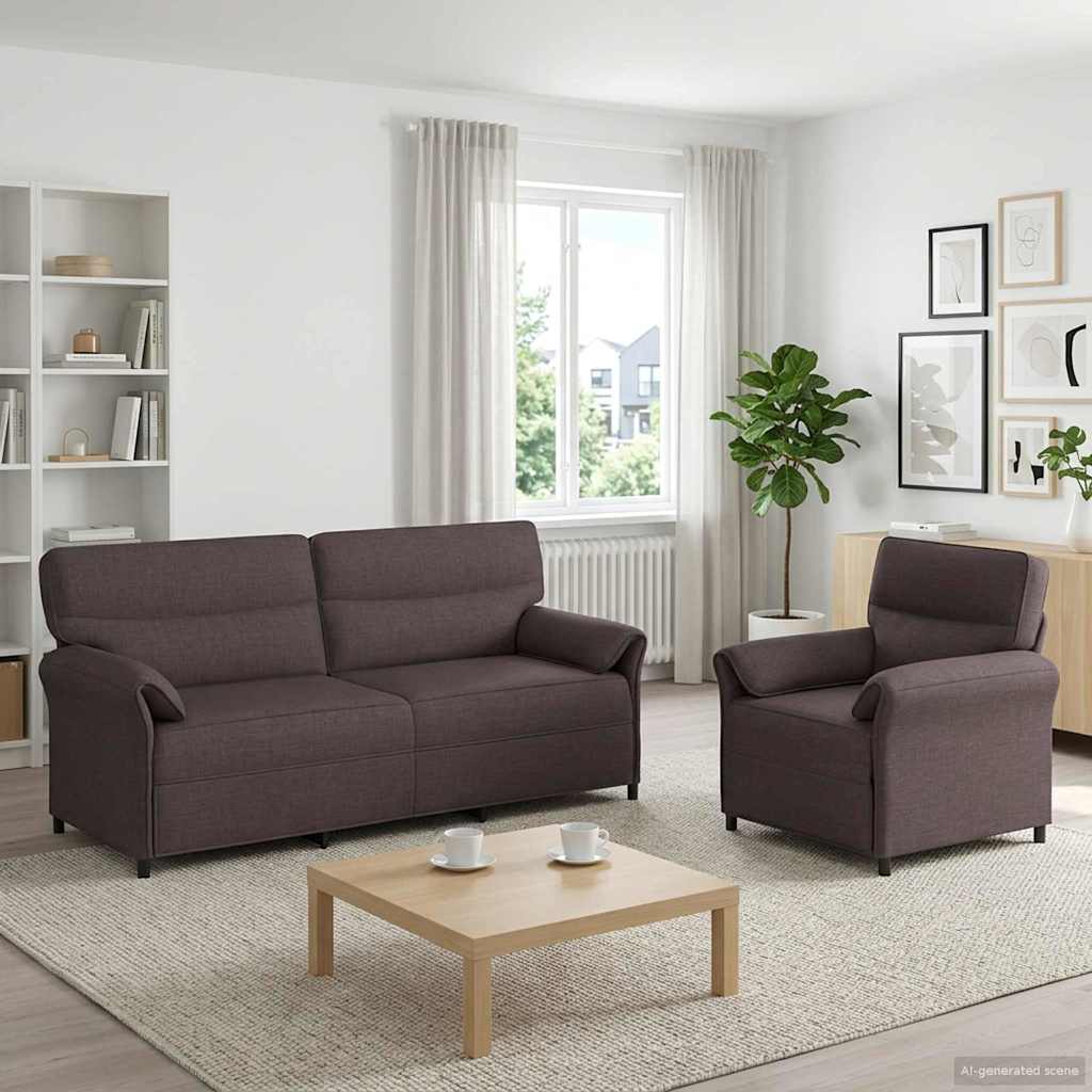 Bankstel 2 st Donkerbruin Stof