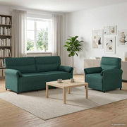 Bankstel 2 st donkergroen stof 198x83x95 cm