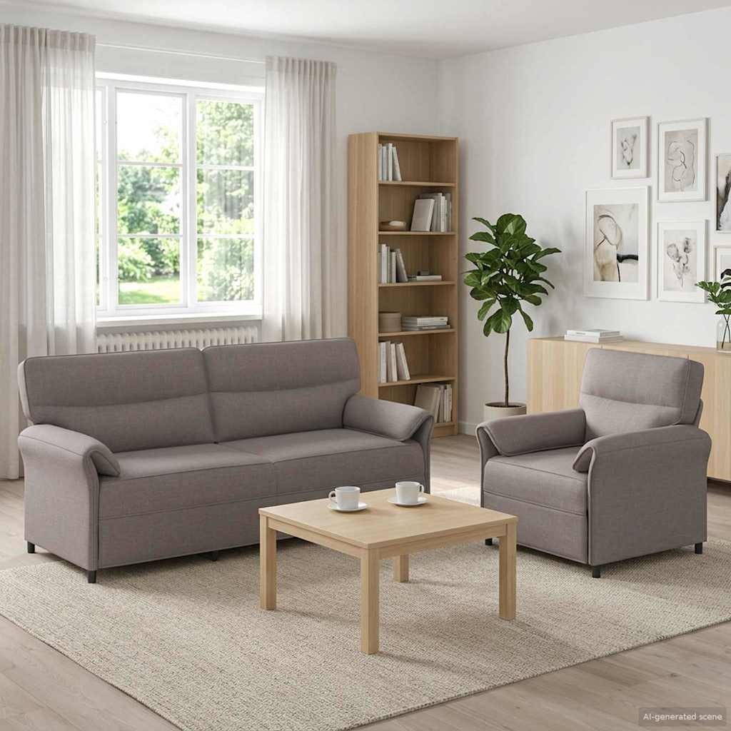 Bankstel 2 st Taupe Stof