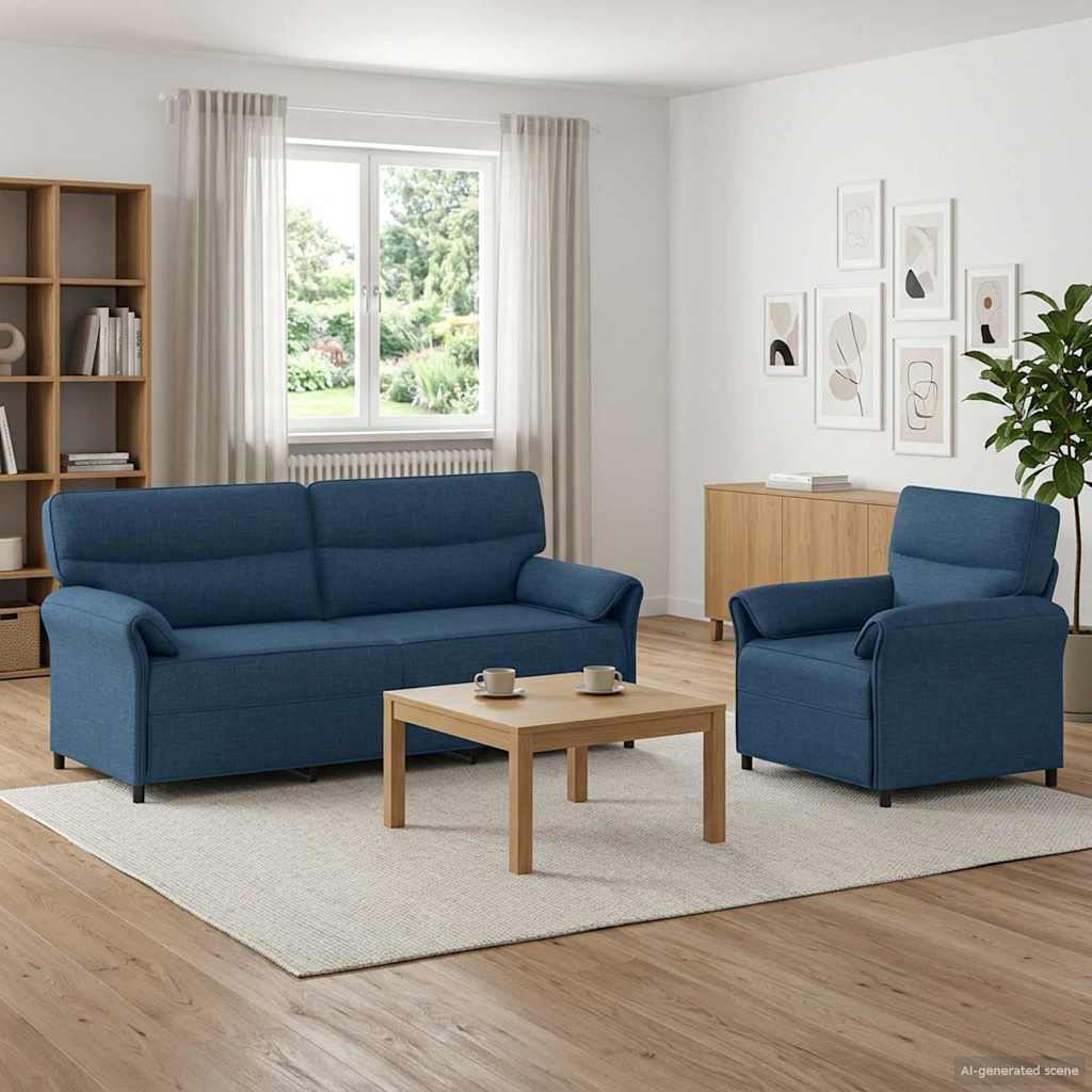 Bankstel 2 st Blauw Stof