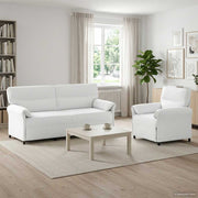 Bankstel 2 stuks wit stof 198 cm