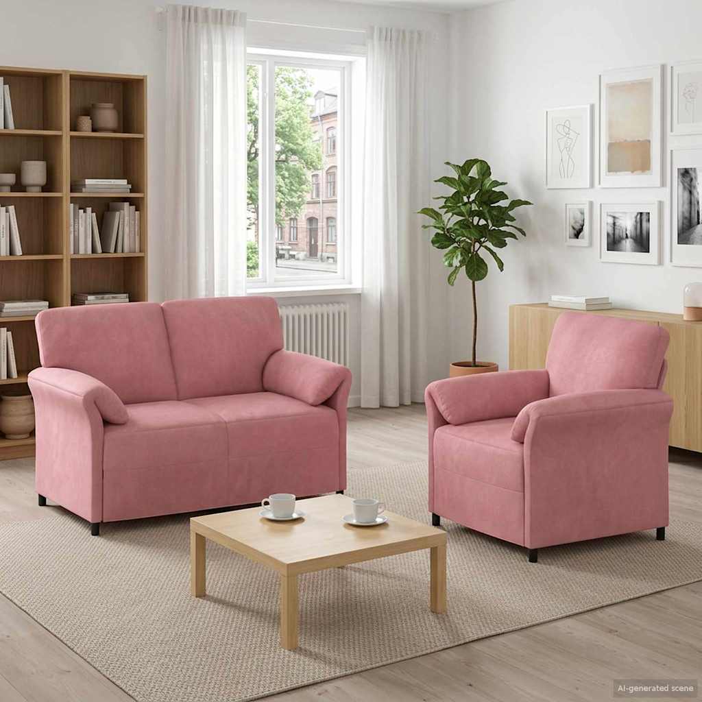 Bankstel 2 st Roze Fluweel