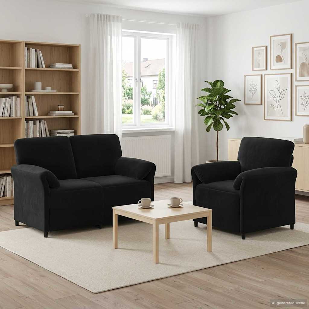 Bankstel 2 st Zwart Fluweel