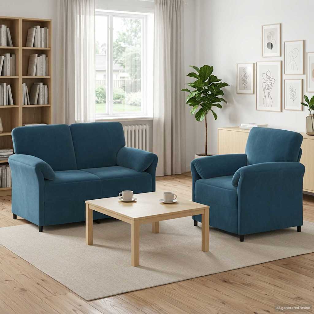 Bankstel 2 st Blauw Fluweel