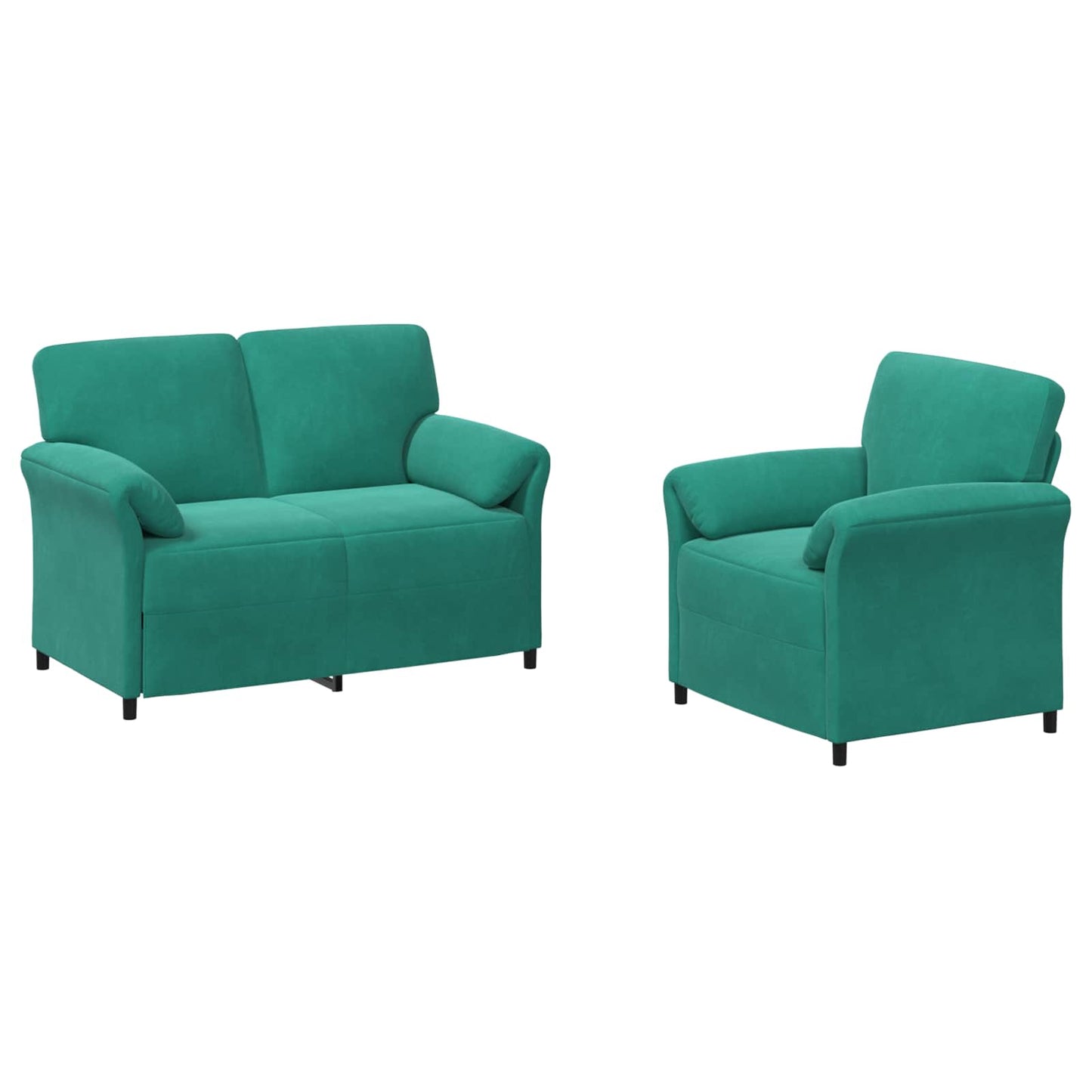 Bankstel 2 st Turquoise Fluweel