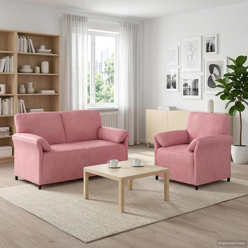 Bankstel 2 st Roze Fluweel