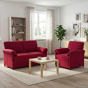 Bankstel 2 st wijnrood fluweel 158x83x95 cm