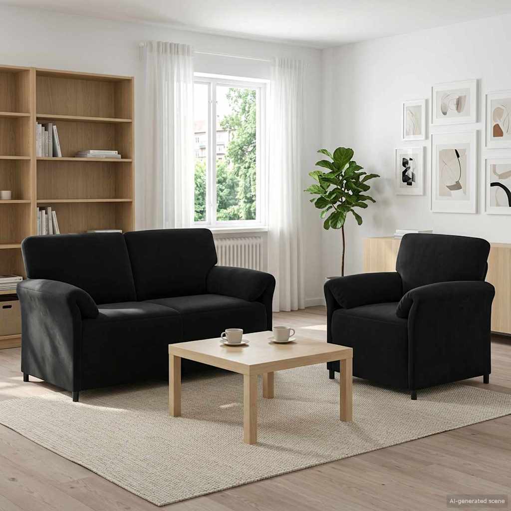 Bankstel 2 st Zwart Fluweel