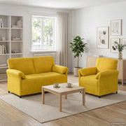 Bankstel 2 st geel fluweel 158x83x95cm 88x83x95cm
