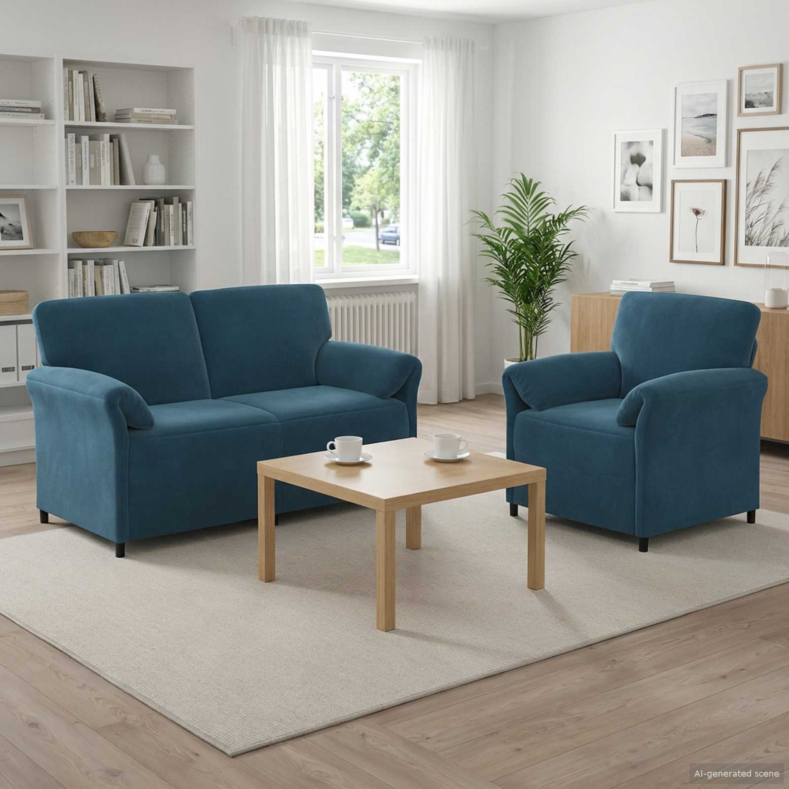 Bankstel 2 st Blauw Fluweel