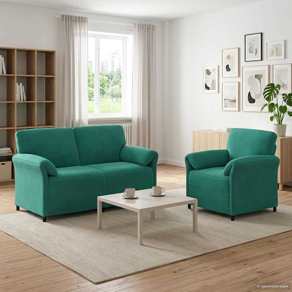 Bankstel 2 st Turquoise Fluweel