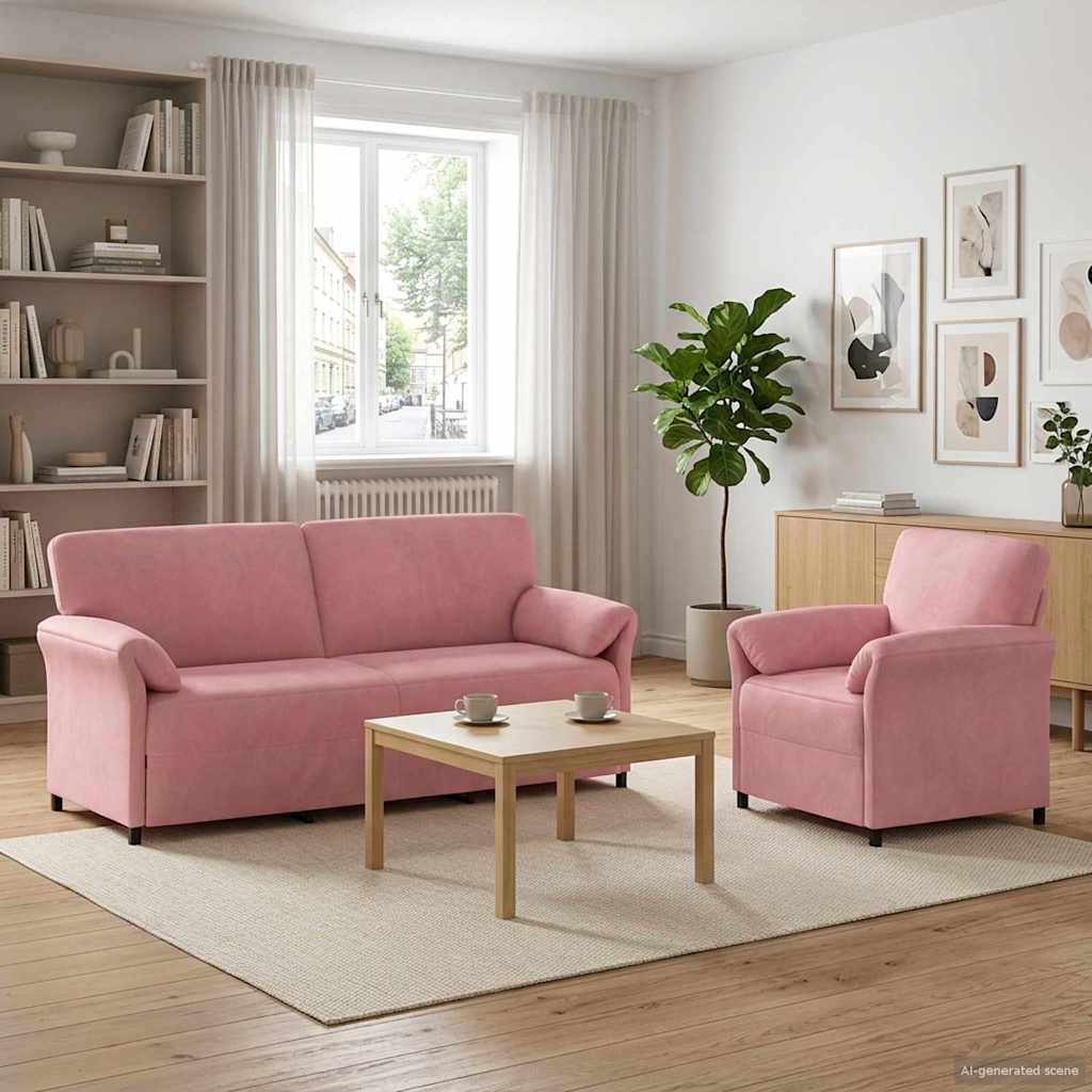 Bankstel 2 st Roze Fluweel