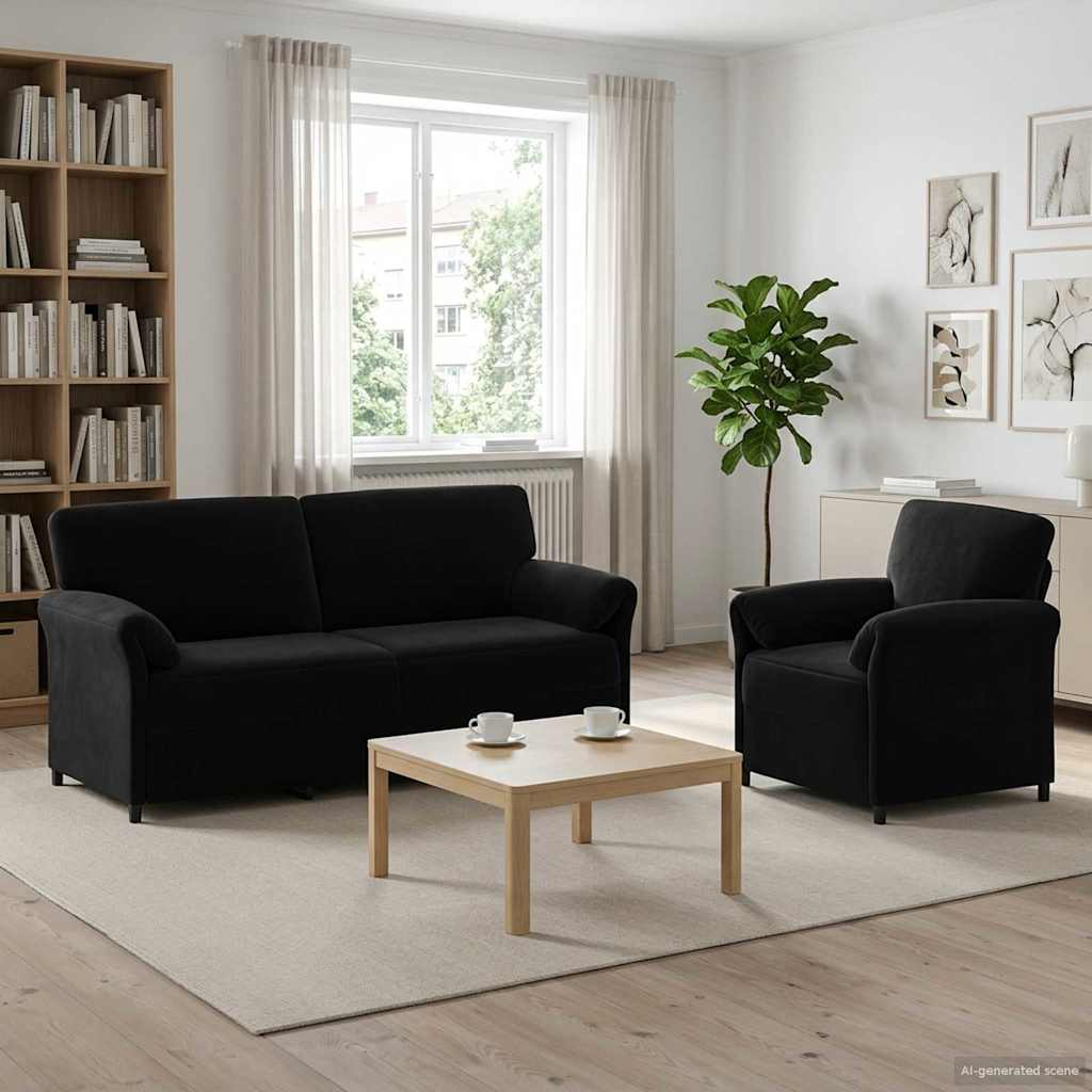 Bankstel 2 st Zwart Fluweel