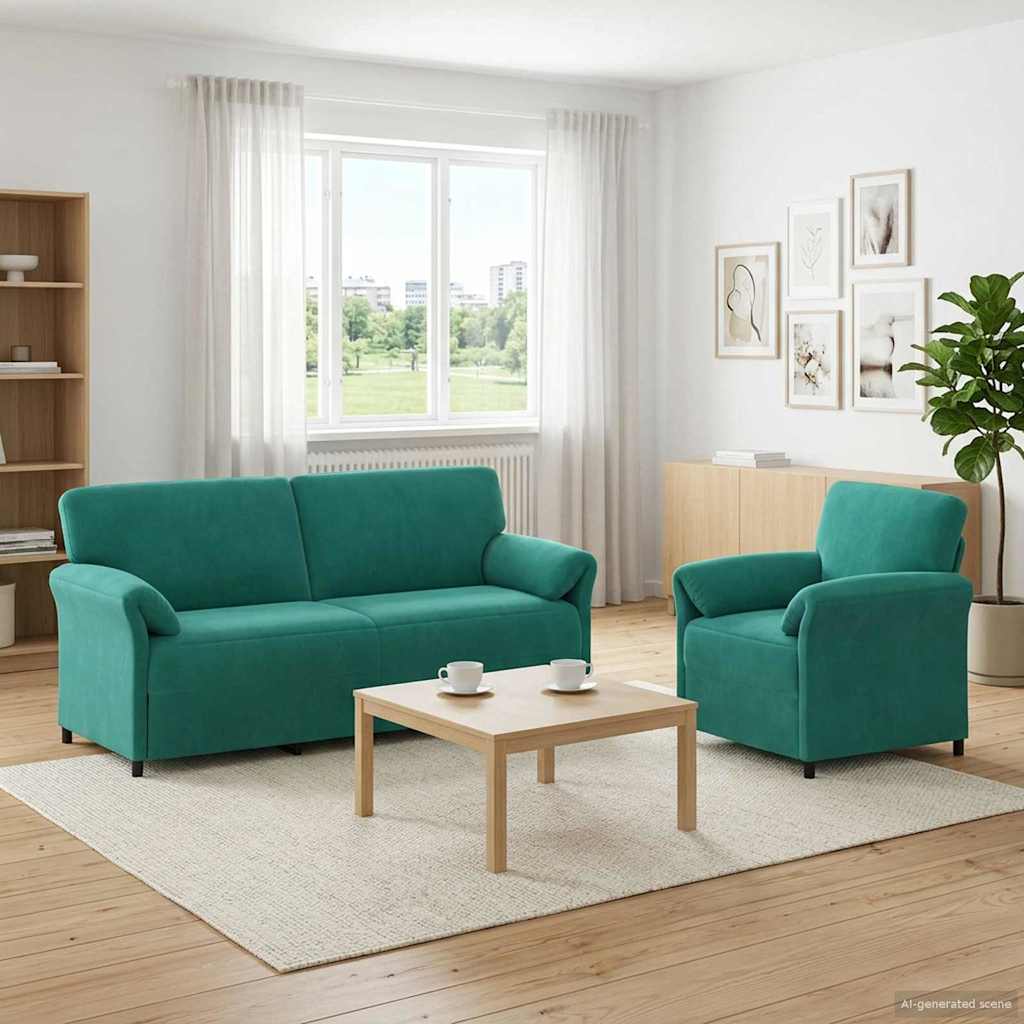 Bankstel 2 st Turquoise Fluweel