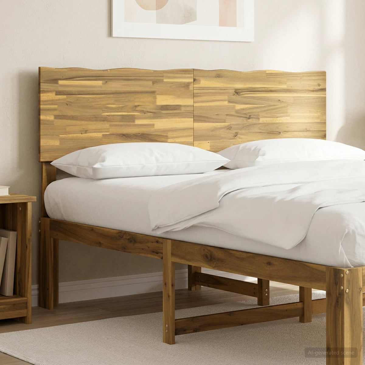 Live Edge Hoofdbord ROSTOCK Wit 160 cm Massief Acaciahout