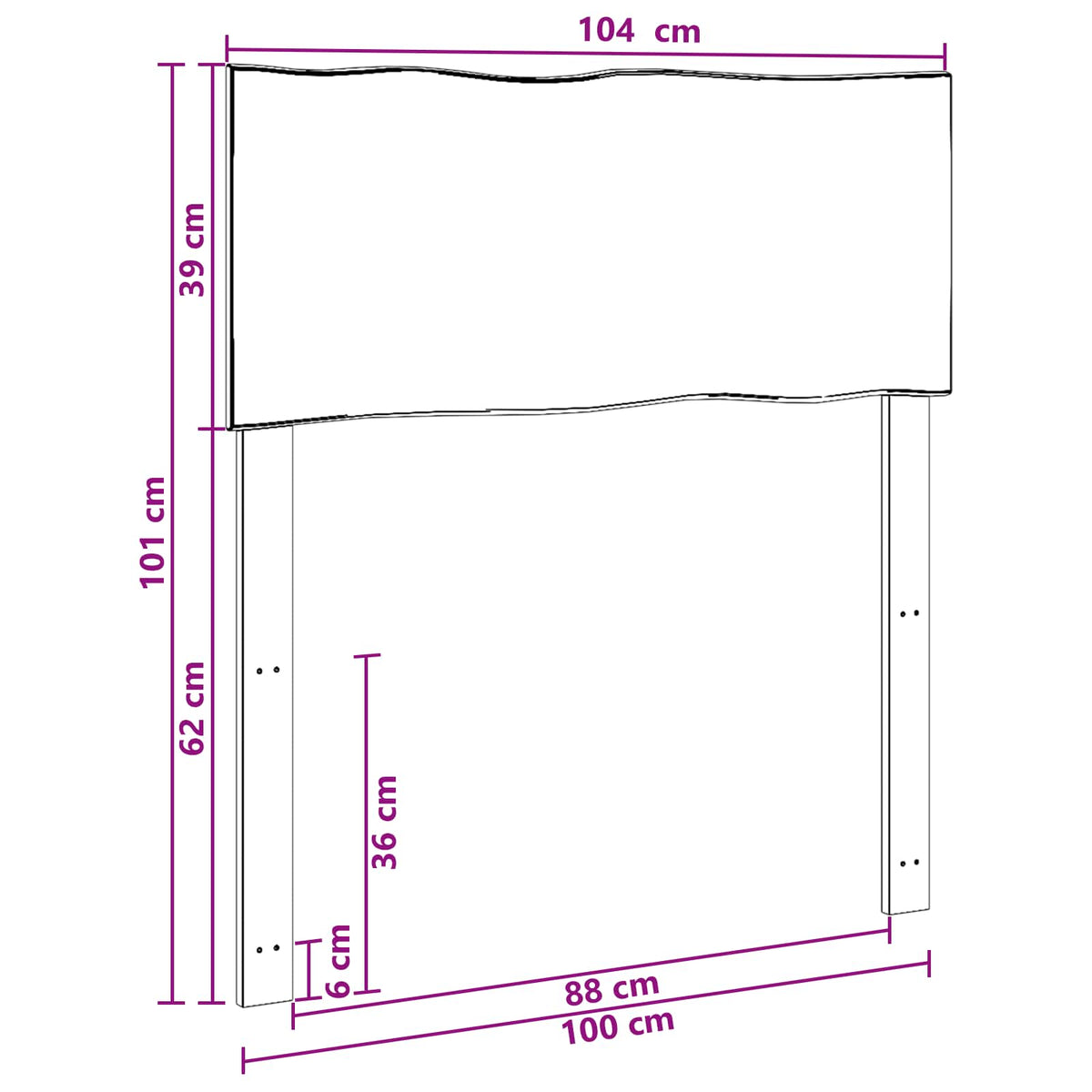 Live Edge Hoofdbord ROSTOCK Donkerbruin 100 cm