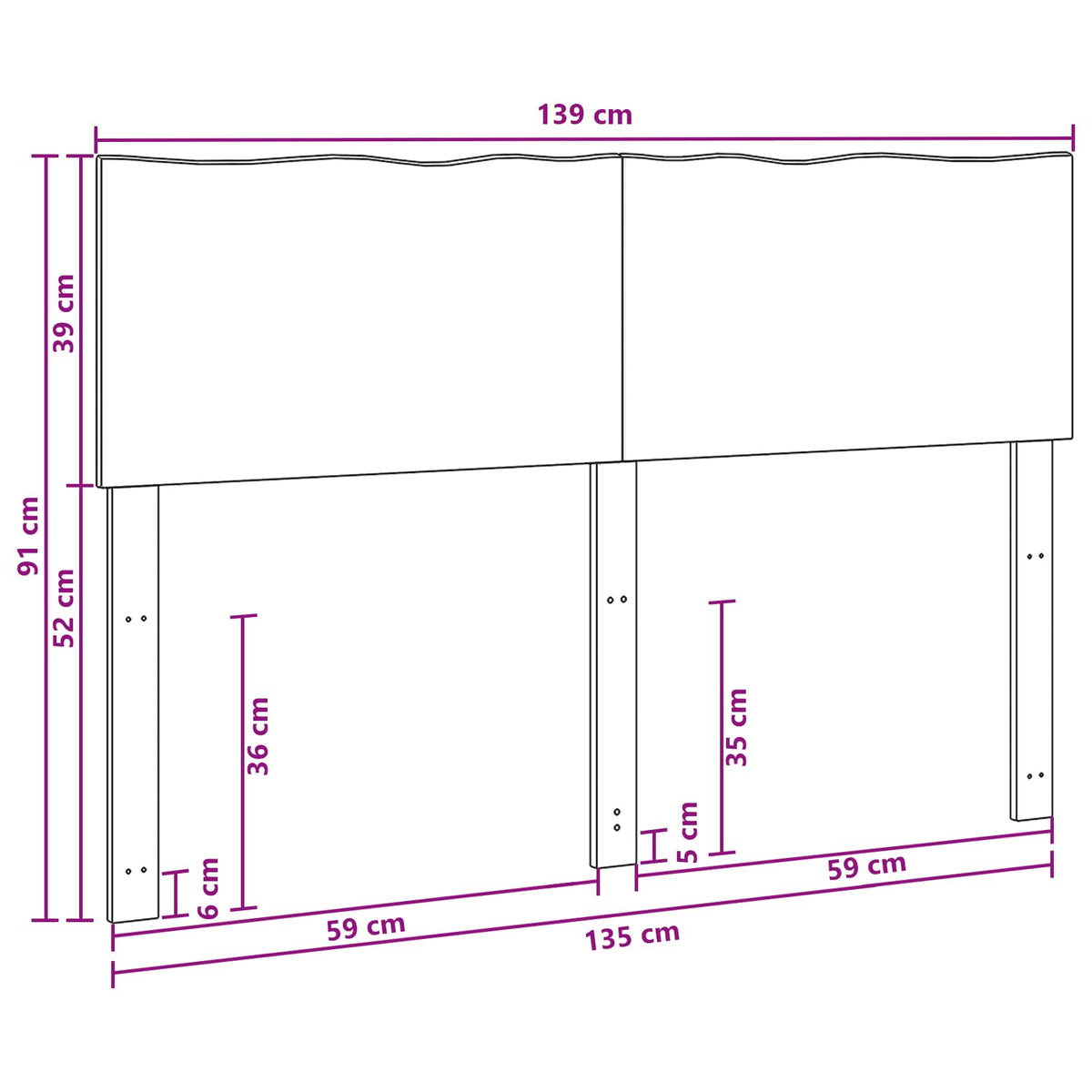 Live Edge Hoofdbord ROSTOCK Donkerbruin 135 cm