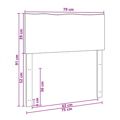 Live Edge Hoofdbord ROSTOCK Donkerbruin 75 cm