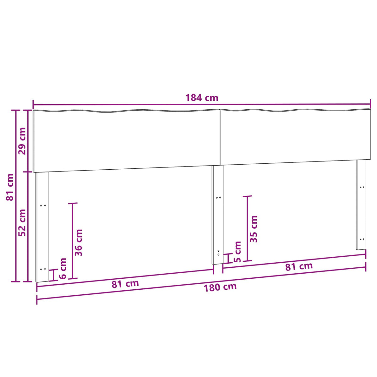 Boomstamrand hoofdeinde ROSTOCK Donkerbruin 180 cm