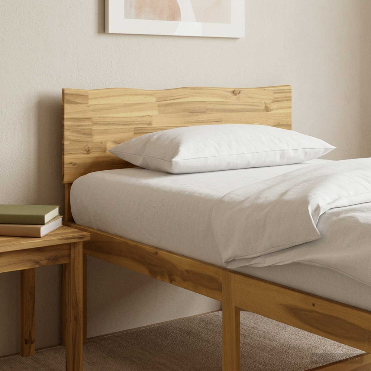 Boomstamrand hoofdeinde ROSTOCK Wit 90 cm Massief Acaciahout