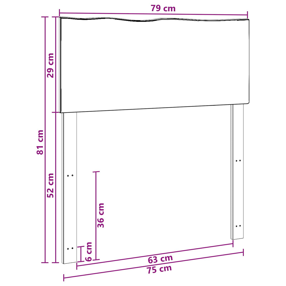 Boomstamrand hoofdeinde ROSTOCK Wit 75 cm Massief Acaciahout